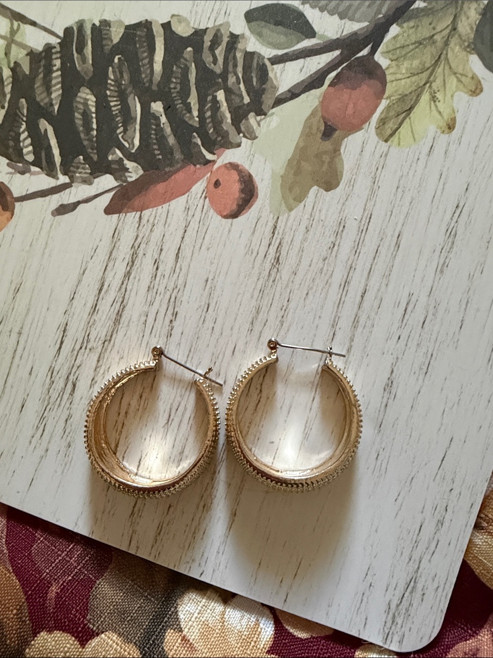 Gold Textured Hoop Earrings